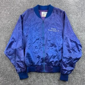 Vintage Four Queens Las Vegas Jacket Mens 2XL Purple Iridescent Poker Bomber